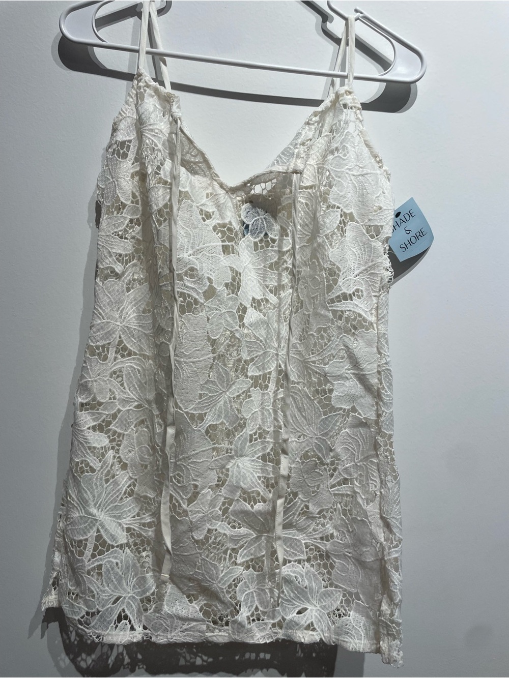 Shade & Shore Women's Eyelet Swim Cover up Dress Cream Size XS NWT